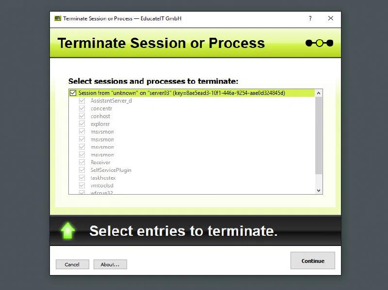 Selecting items to terminate