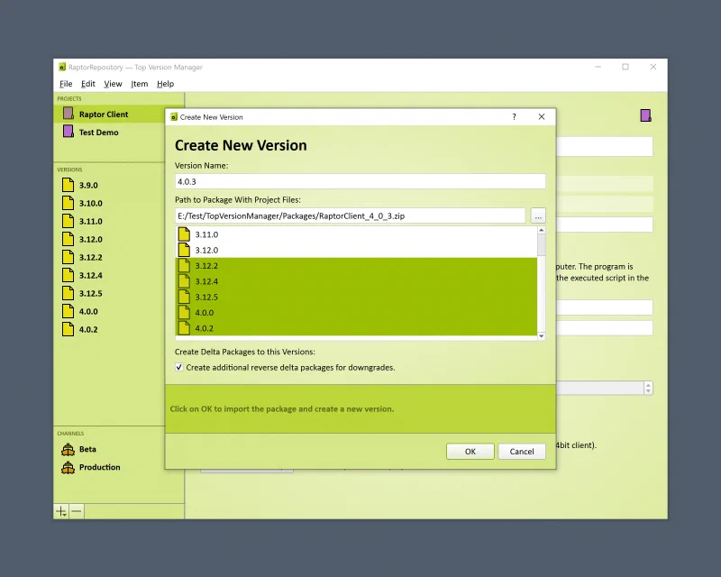 Managing delta versions