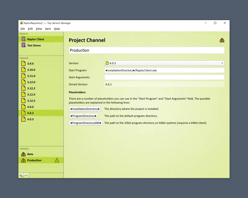 Stored software version