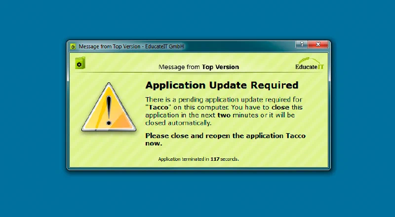 Closing an application before updating
