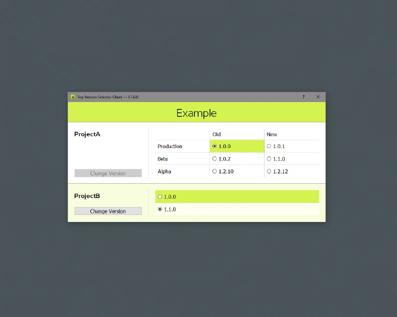 Choosing a version in Selector